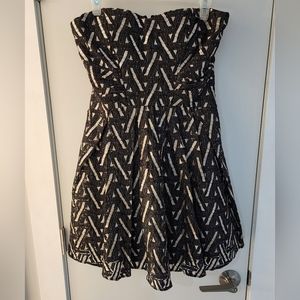 Brown & gold Le Chateau strapless dress Size M